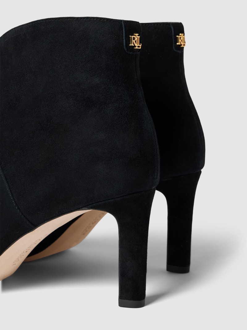 Stiefeletten aus Leder mit Label-Applikation Modell 'ISABELLE' in schwarz