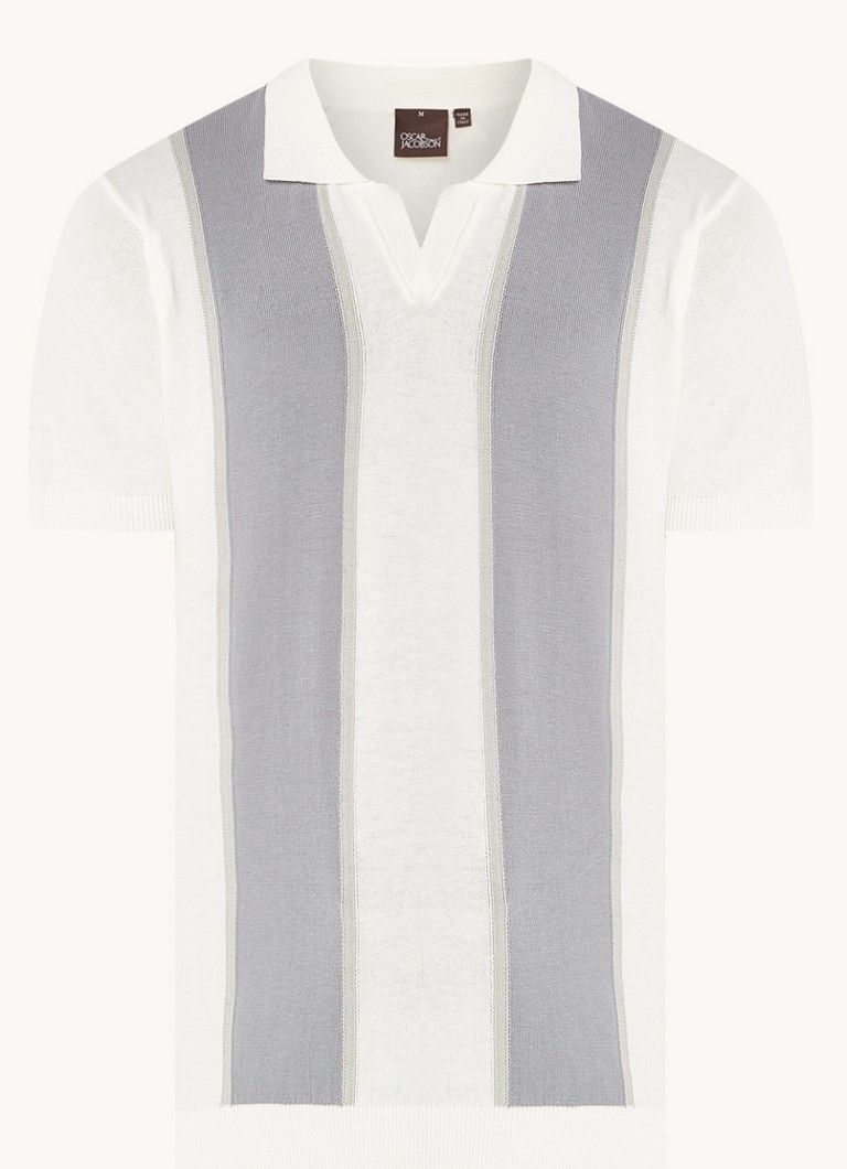 Oscar Jacobson  Matt fijngebreide slim fit polo met ingebreid patroon