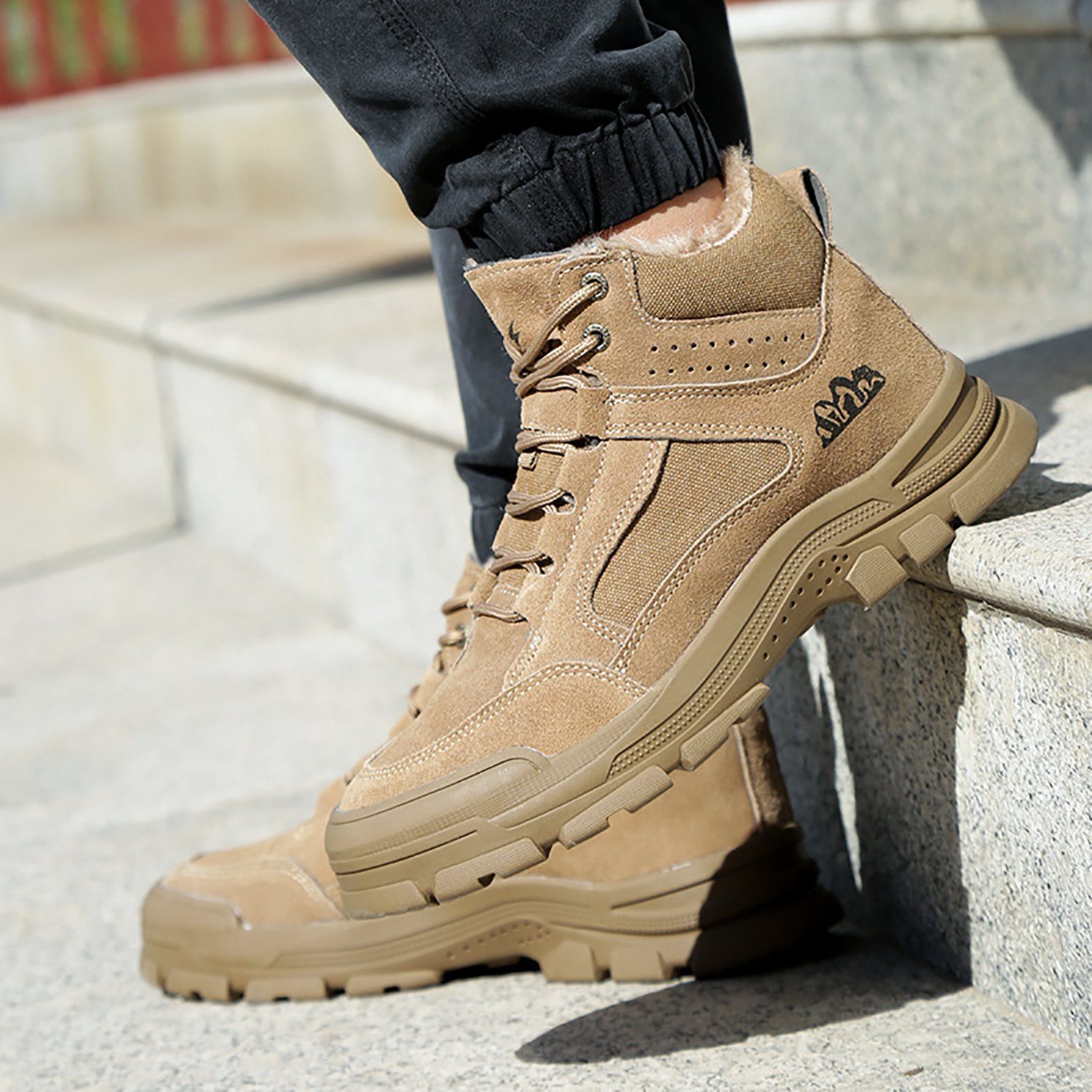 Daisred Winterschuhe Herren Winter Gefüttert Sicherheitsschuhe Arbeitsschuh