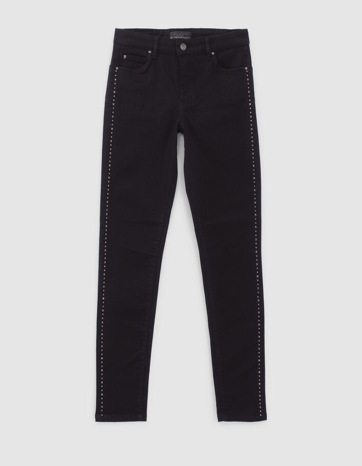 Jean slim noir effet sculpt up clous côtés Femme