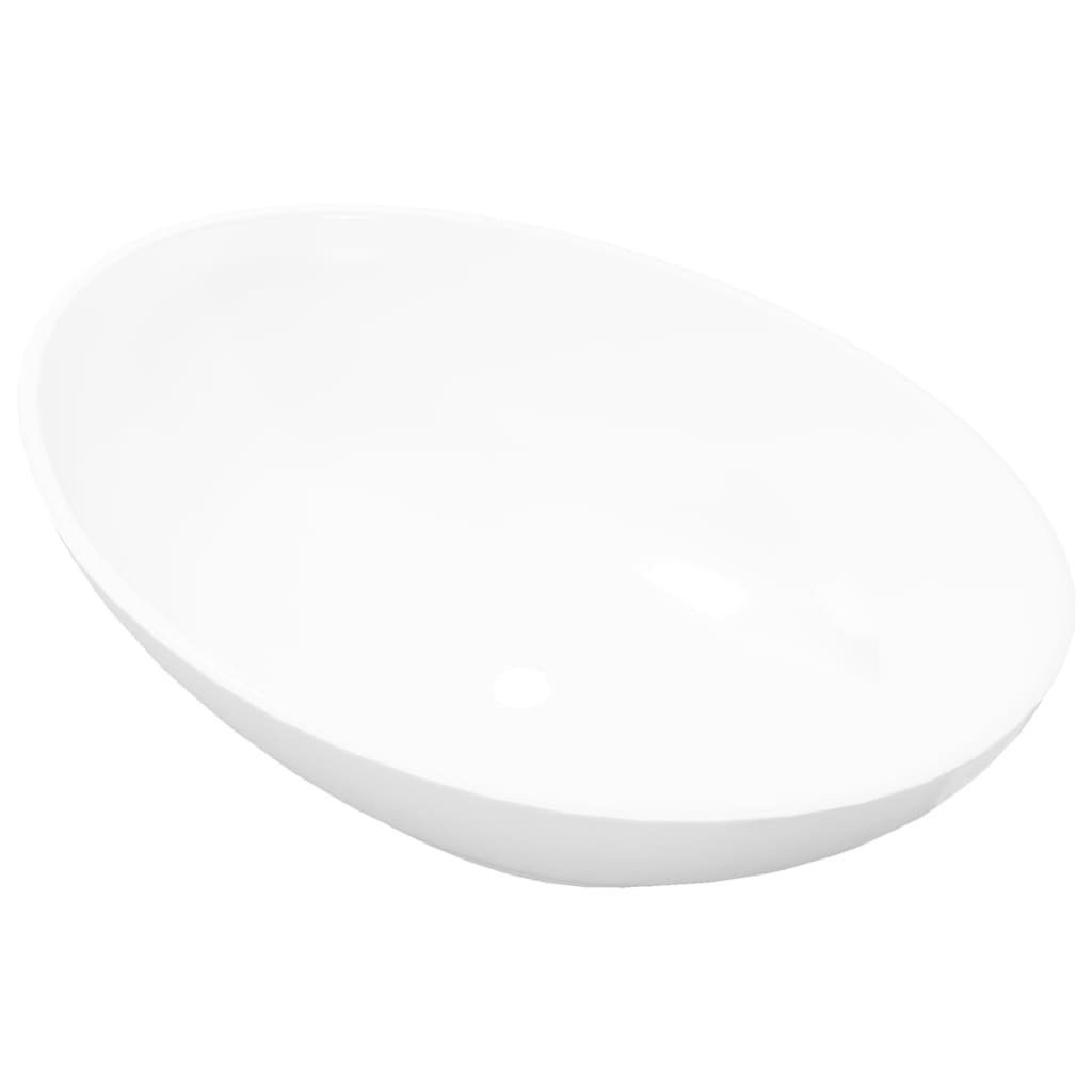 vidaXL Waschbecken Luxus Keramik Waschbecken Oval Weiß 40 x 33 cm