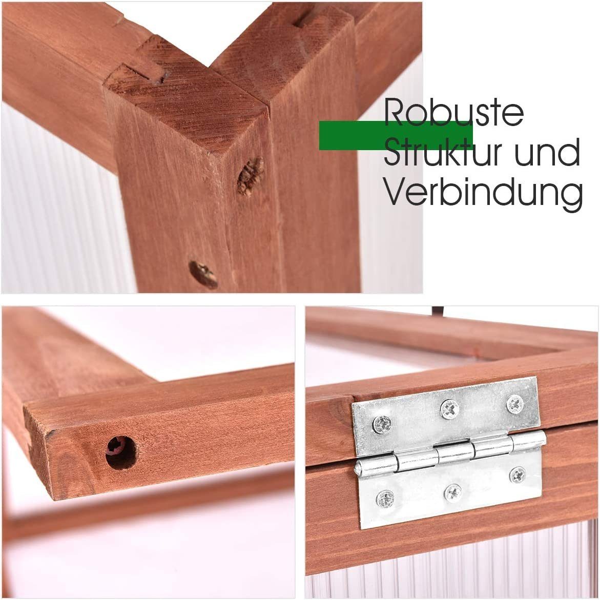 KOMFOTTEU Gewächshaus Foliengewächshaus, aus Massivholz, mit Deckel