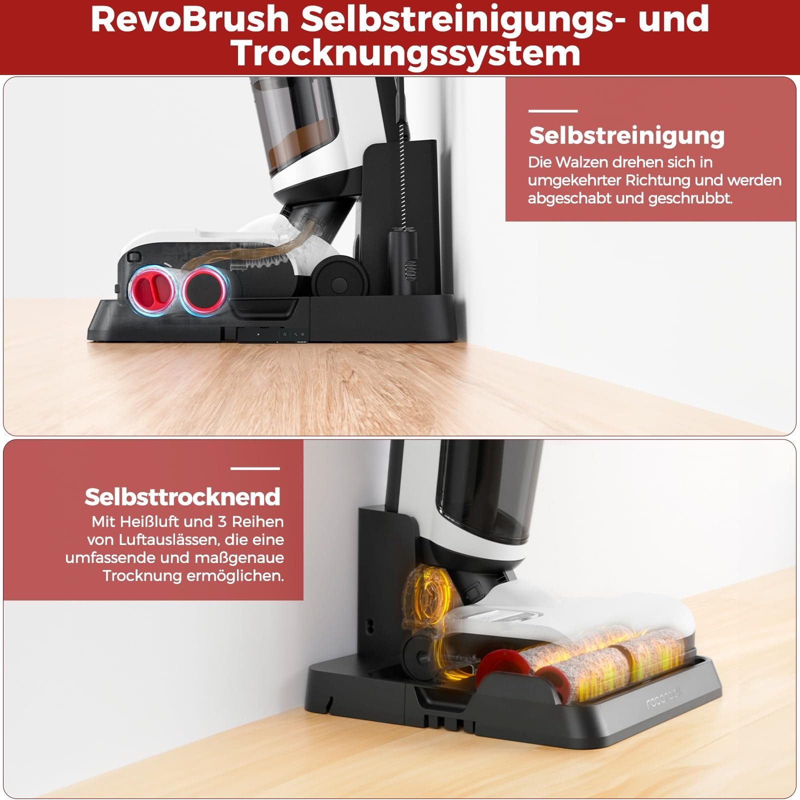 Roborock Nass-Trocken-Sauger Dyad Pro Combo, 260,00 W, 5-in-1 Nass Trockensauger Kabelloser 17000Pa Wischsauger kabellos mit Akku Staubsauger für Teppichreinigung, elektrische Minibürste und 2 Reinigungsköpfe, APP, Sprachsteuerung
