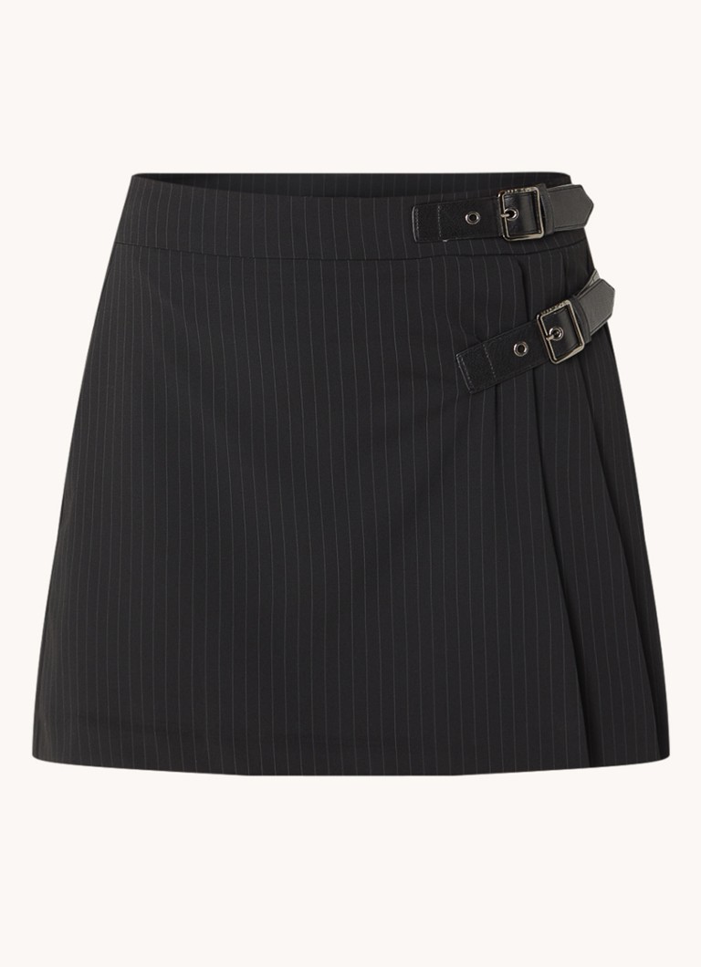 NIKKIE Andorra mini skirt with pinstripe and buckle detail