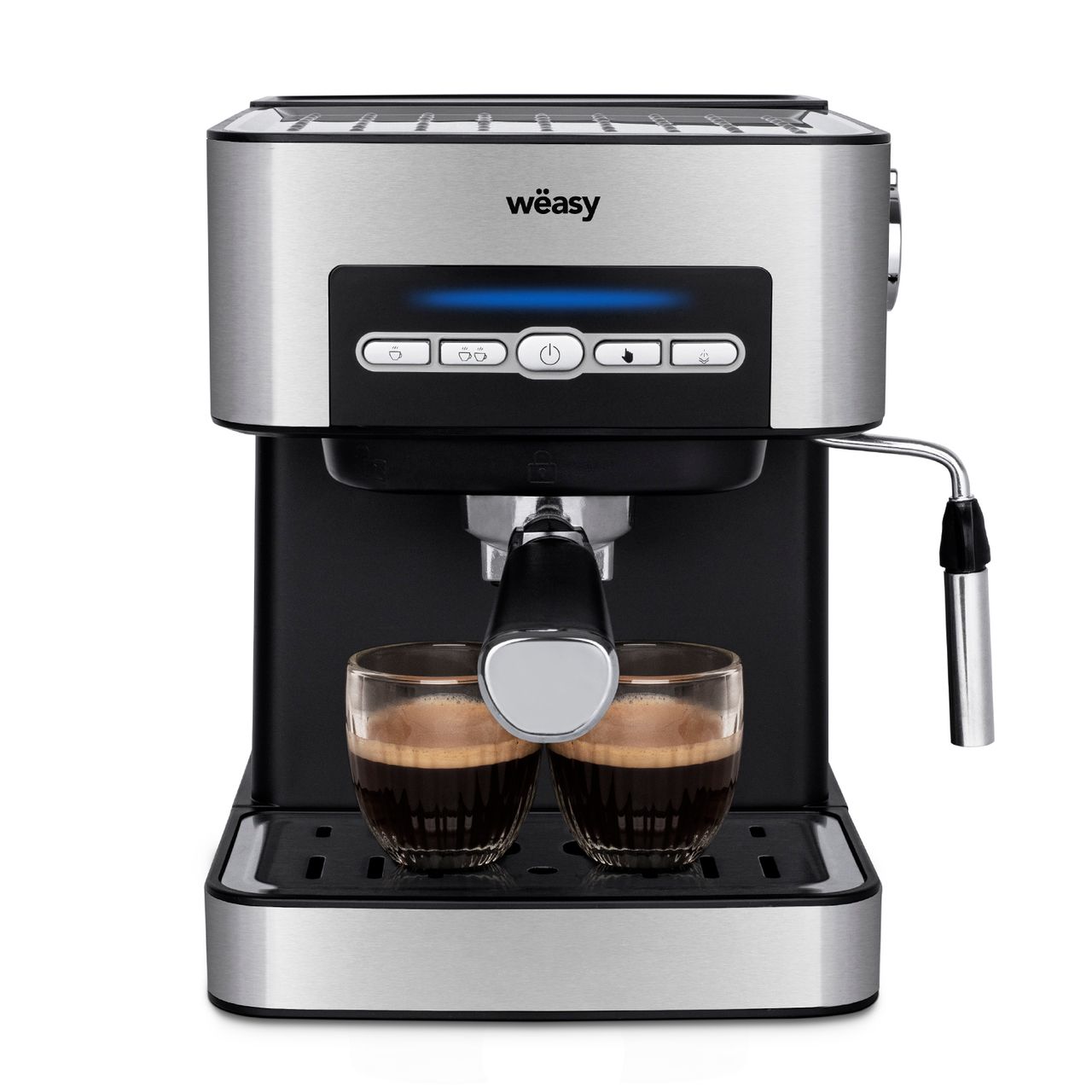 Weasy Wëasy Espressomaschine KFX32 / Fassungsvermögen 1,6 L  / 4 Programme / Filter aus Edelstahl und Messlöffel / Edelstahl/ 850 W /  Silber