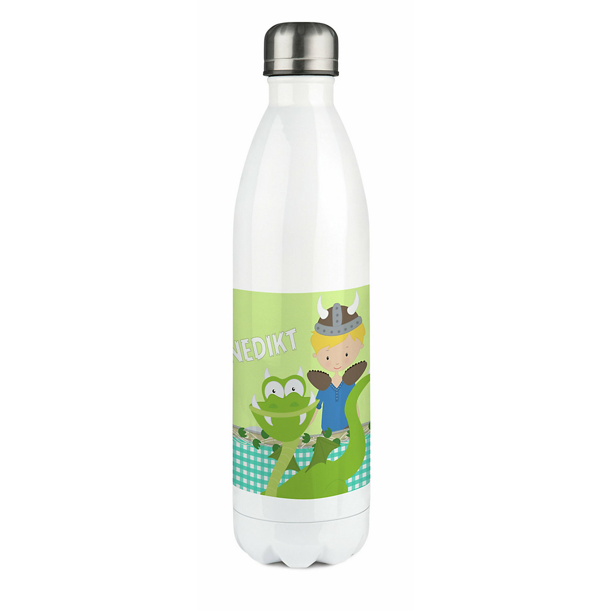 Edelstahl Kinder Thermoflasche / Trinkflasche bunt Wikinger Spülmaschinenfest, Auslaufsicher, Bruchfest, Doppelwandig, Für Heißgetränke geeignet, Mit Deckel, Isoliert