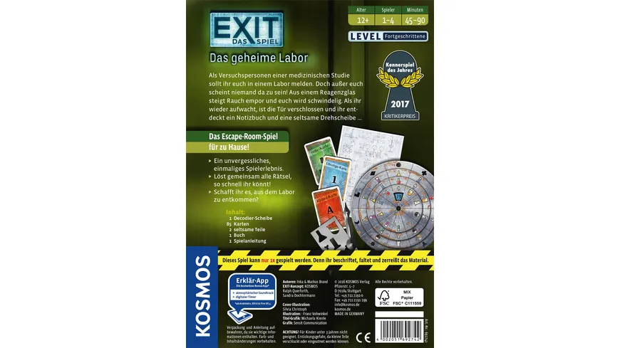 KOSMOS - EXIT - Das Spiel - Das geheime Labor