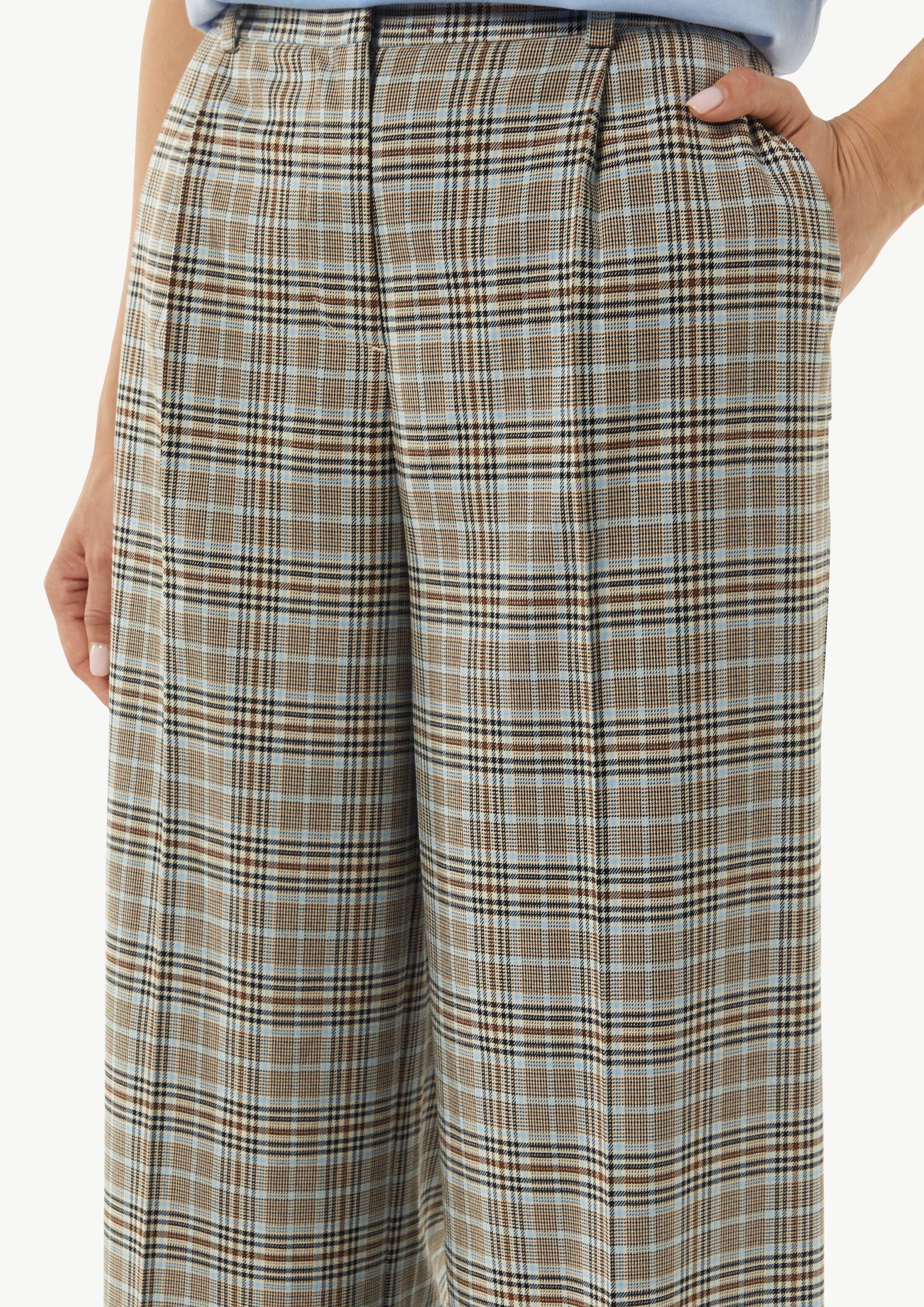 Karohose mit Wide Leg - helles beige