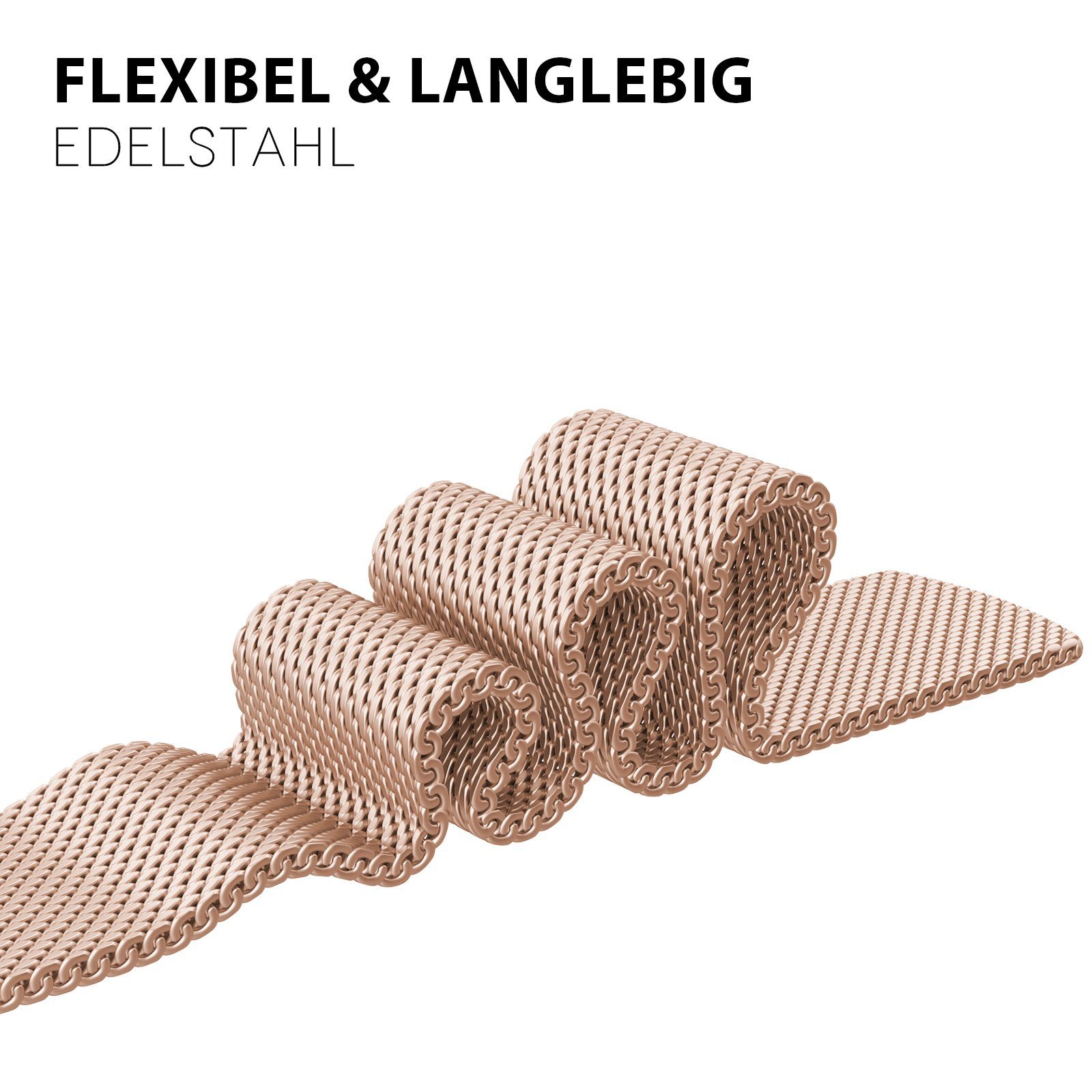 edimens Smartwatch-Armband für Apple Watch 38/40/41mm Edelstahl Metallarmband, Schlank, mode, für Damen