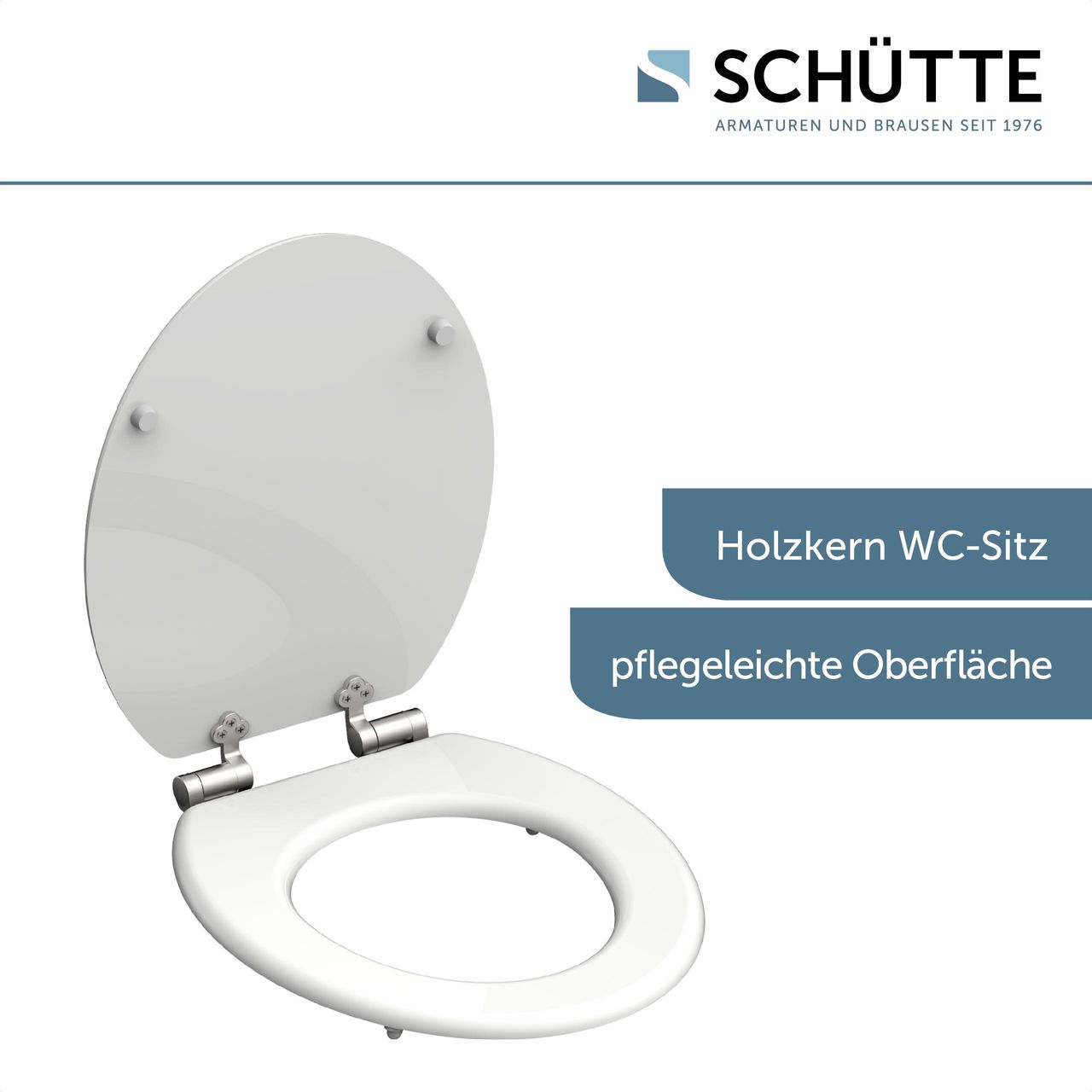 Schütte MDF WC Sitz WHITE, Toilettendeckel mit Absenkautomatik und Holzkern, Toilettensitz