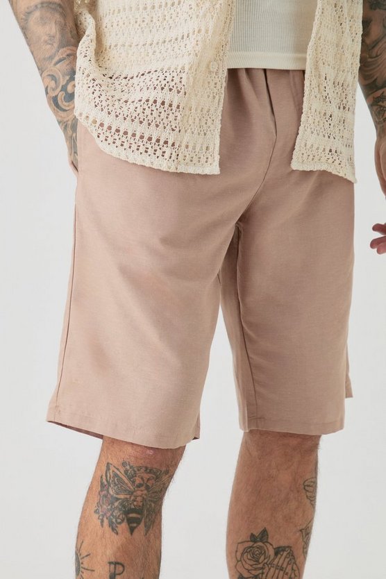 Tall Leinen-Shorts mit elastischem Bund