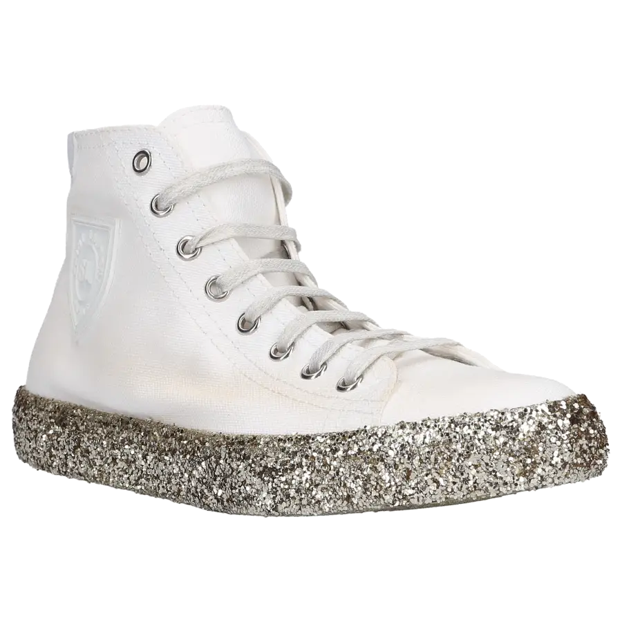 Saint Laurent - Sneaker high MOON PLUS Baumwolle Logo silber - weiß