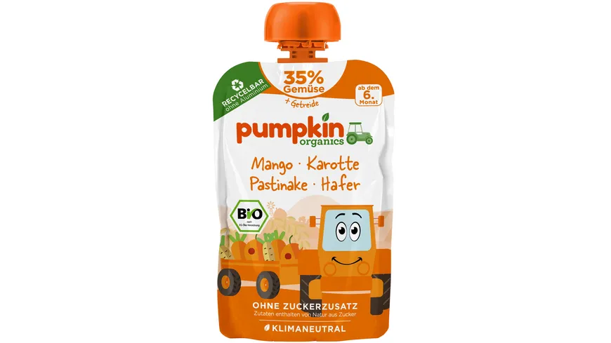 pumpkin organics Bio Quetschie: Mango, Karotte, Pastinake, Hafer 100 g