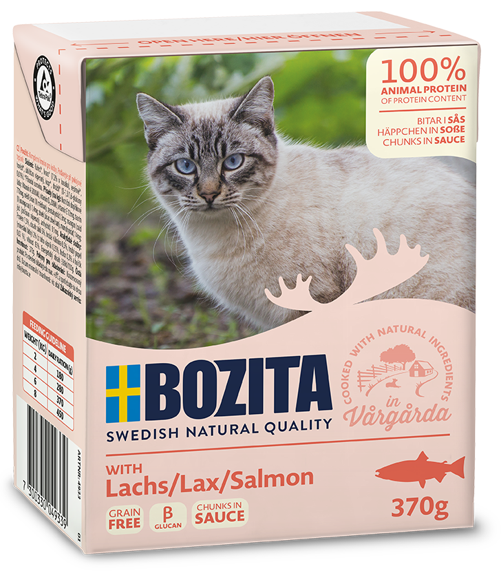 BOZITA Nassfutter BOZITA Häppchen in Soße 6x370g Lachs
