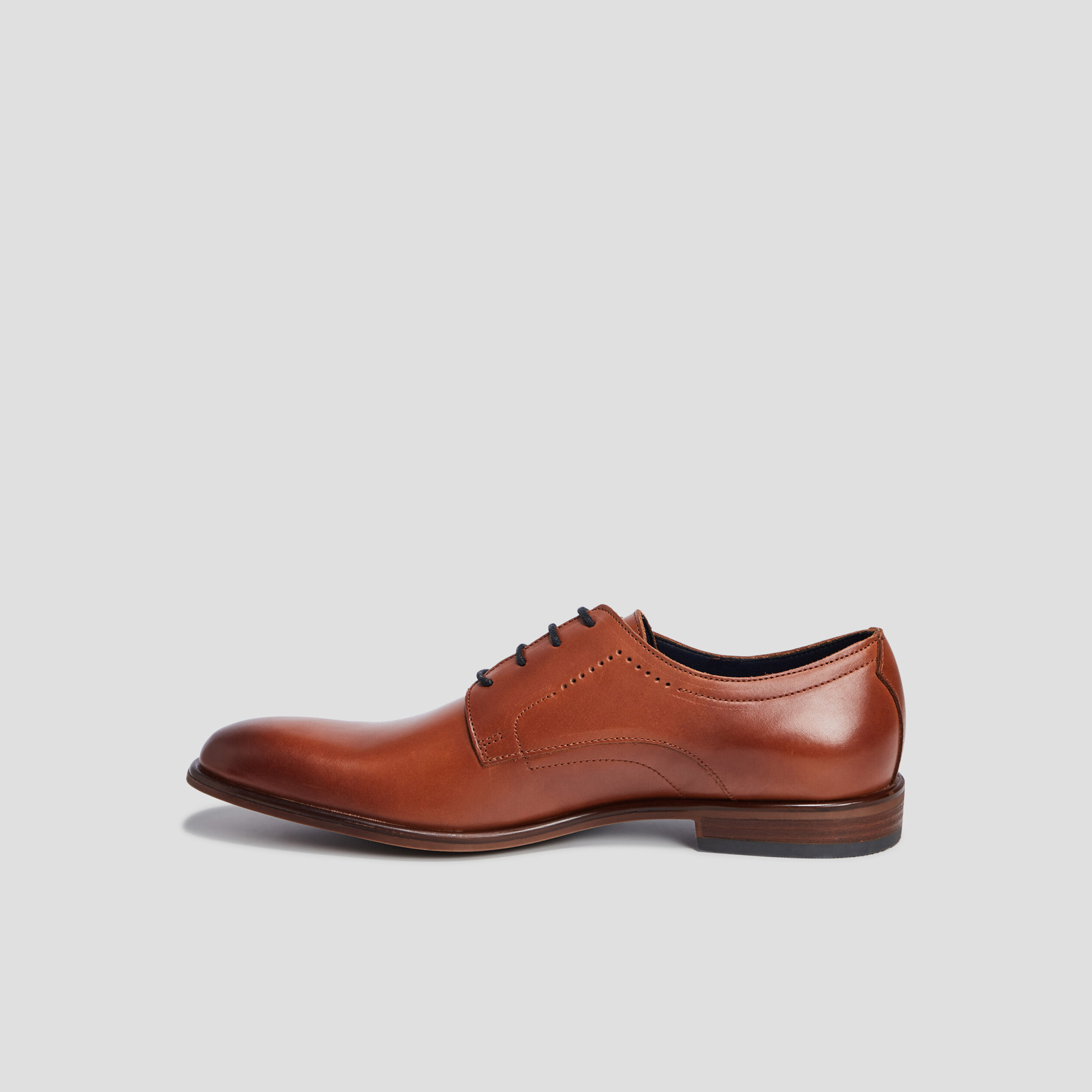 Derbies à lacets en cuir lisse marron homme | La Halle