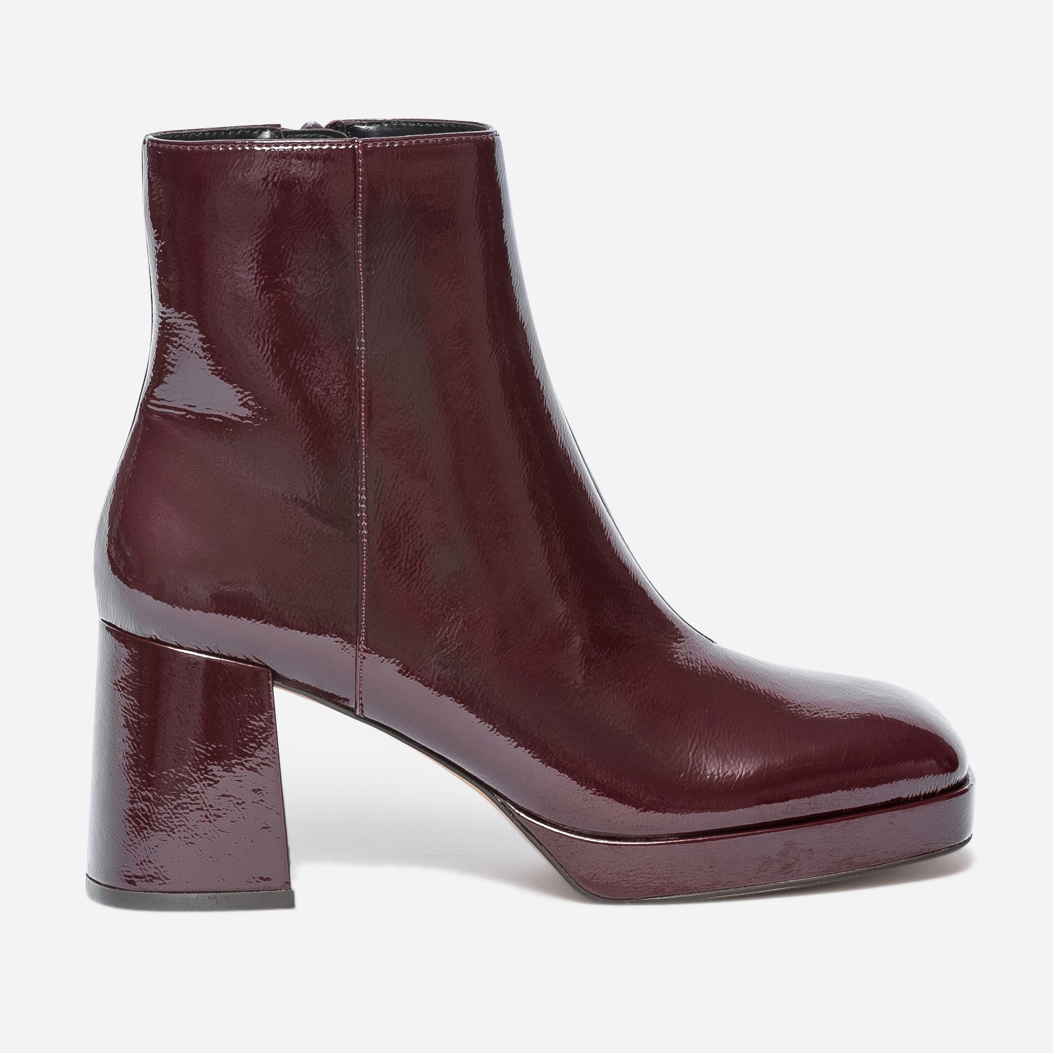 Boots bordeaux verni à plateforme