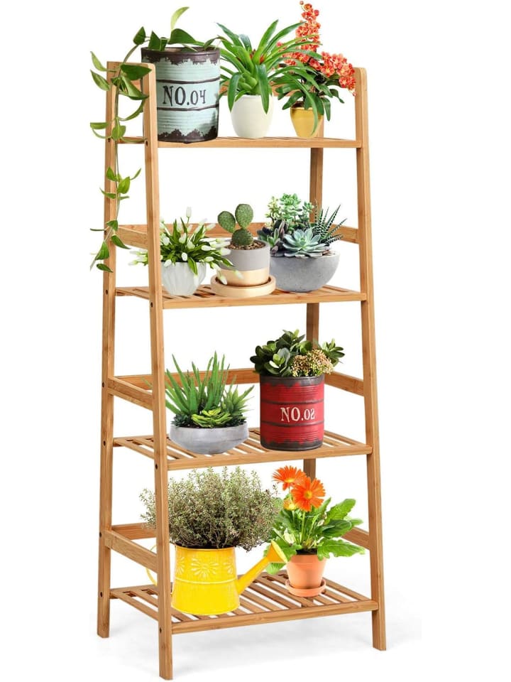 COSTWAY 4 Etagen Pflanzenregal 48x32x115cm in Hellbraun günstig kaufen onesize