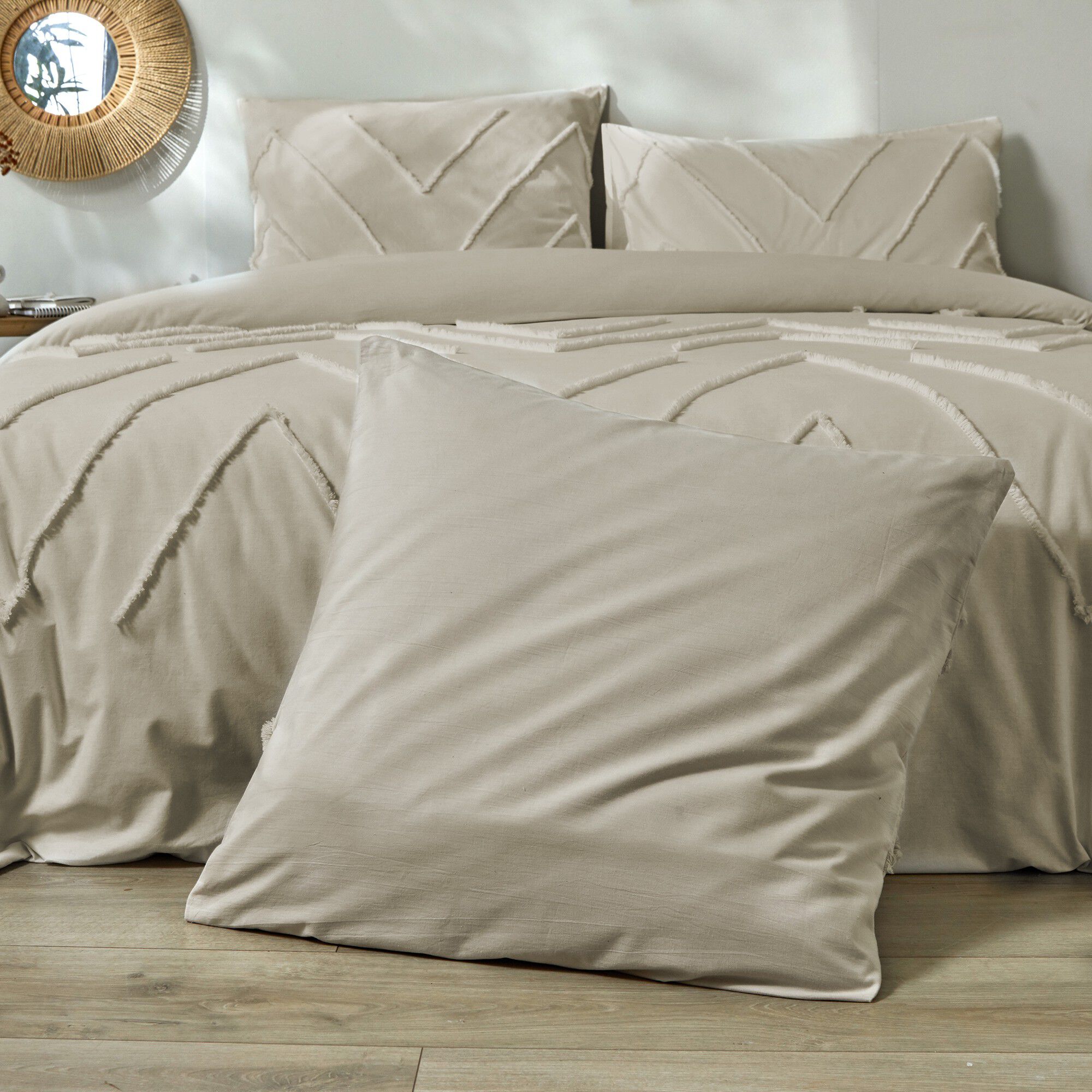 Linge de lit Amezia en coton lavé finition tufté en relief