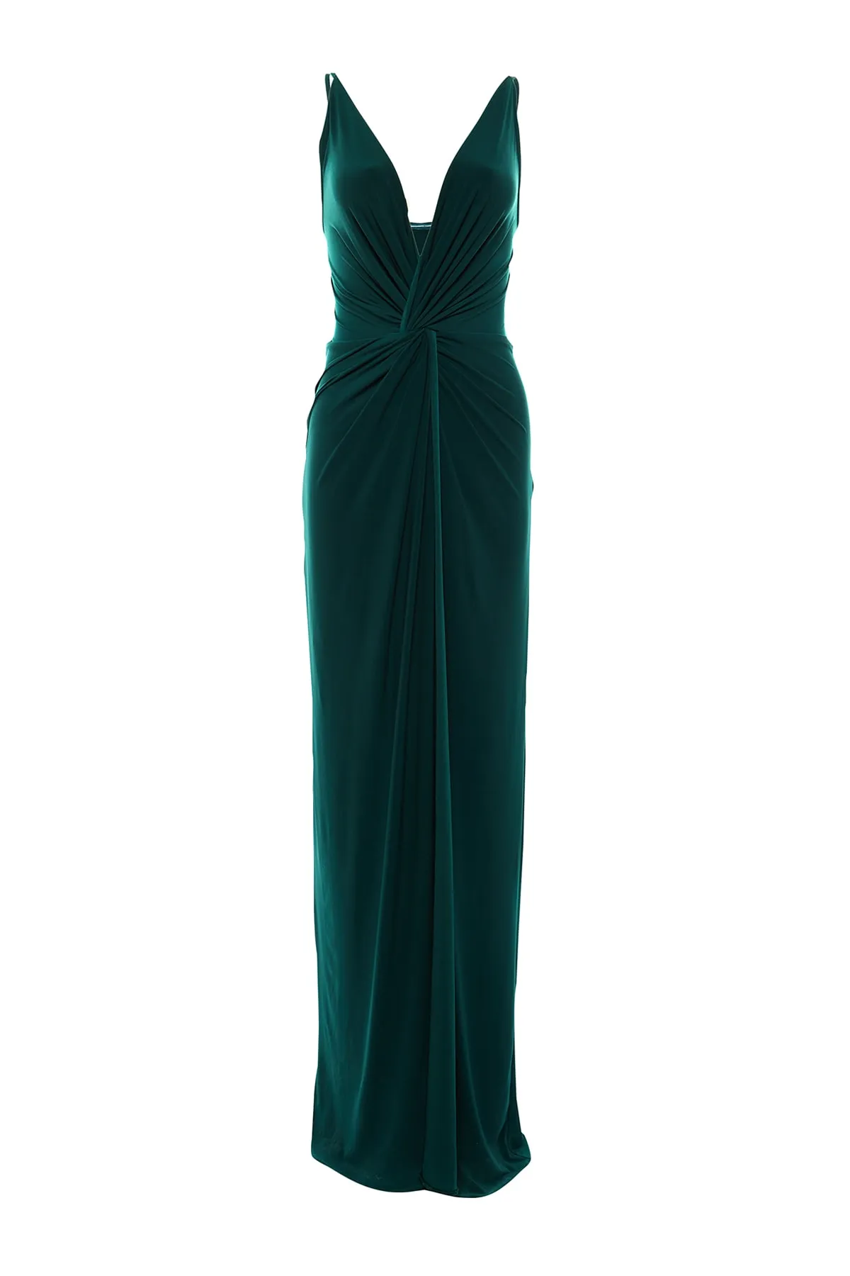 Trendyol Collection  Smaragdgrünes gefüttertes langes Abendkleid aus Strick TPRSS19UT0099