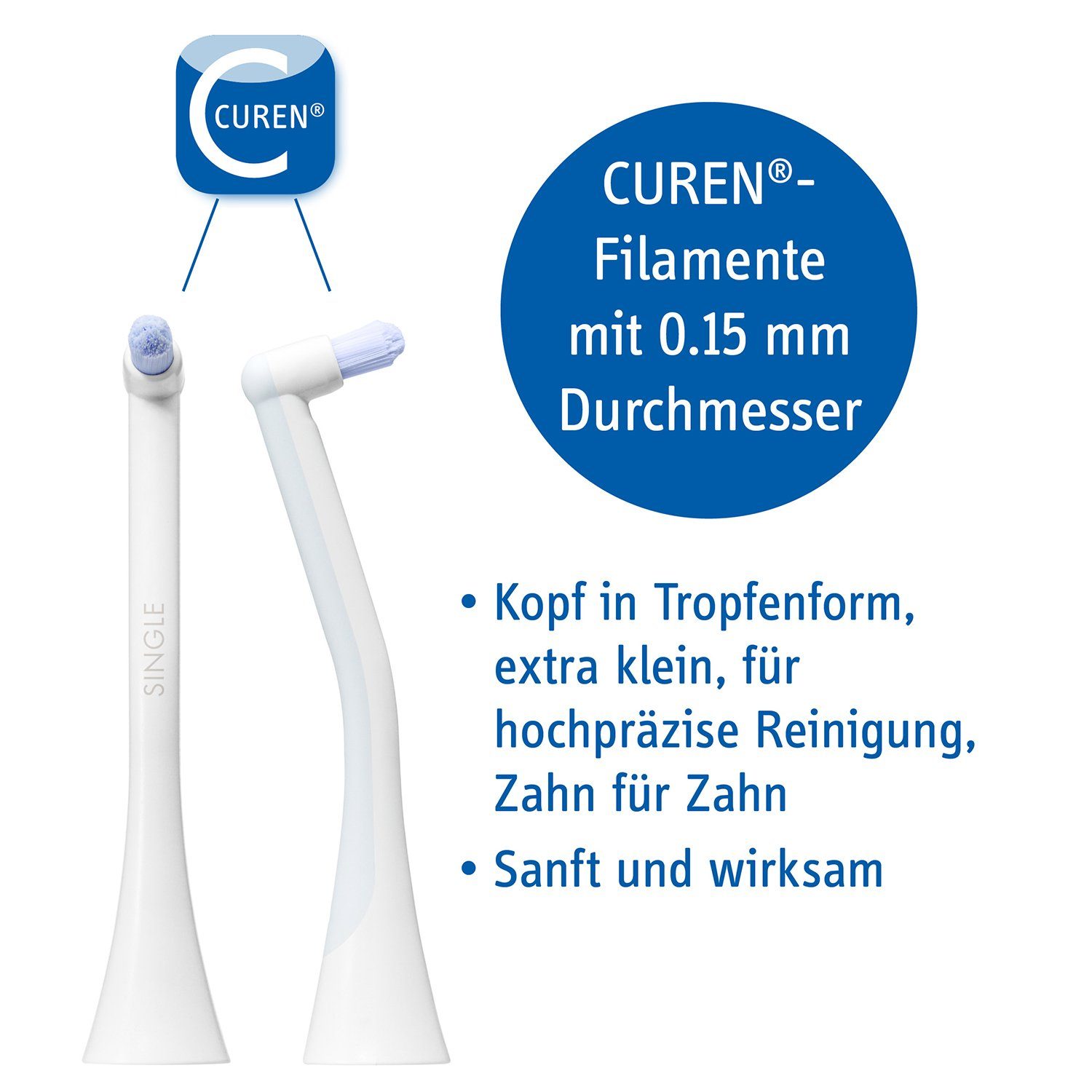 CURAPROX Aufsteckbürsten Hydrosonic SINGLE Aufsteckbürsten, 2x Bürstenkopf, optimale Reinigung zwischen Zähnen & Zahnspangen