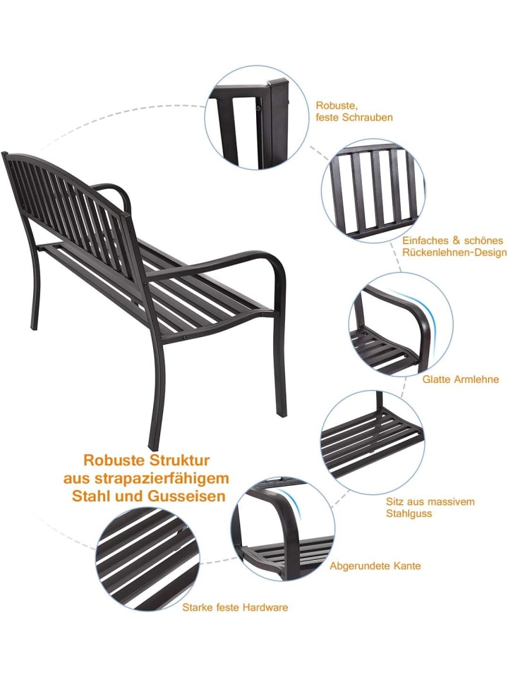 COSTWAY Gartenbank 2-3 Sitzer in Schwarz günstig kaufen onesize