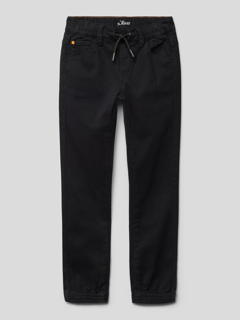 Slim Fit Stoffhose mit elastischem Bund in schwarz