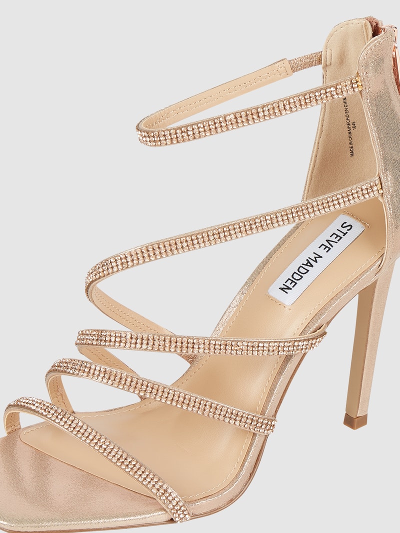 Sandalette mit Strasssteinen Modell 'Caviar' in rose gold
