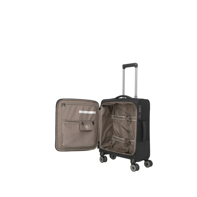 Travelite CROSSLITE Bordtrolley S mit 4 Rollen (55 cm) - Schwarz