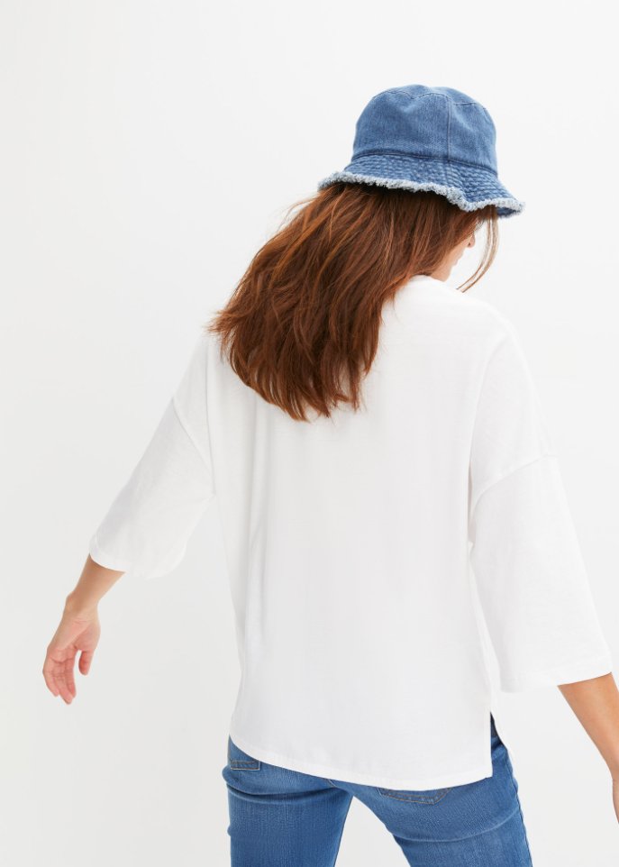 Baumwoll- Oversize-Shirt, halbarm