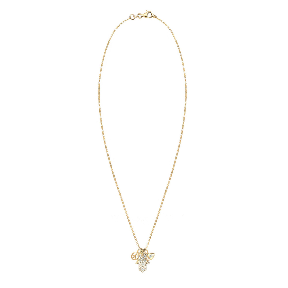 Elli Elli Collier Femme Main de Fatima Symbole Paix et Cristal (925/1000) Argent collier