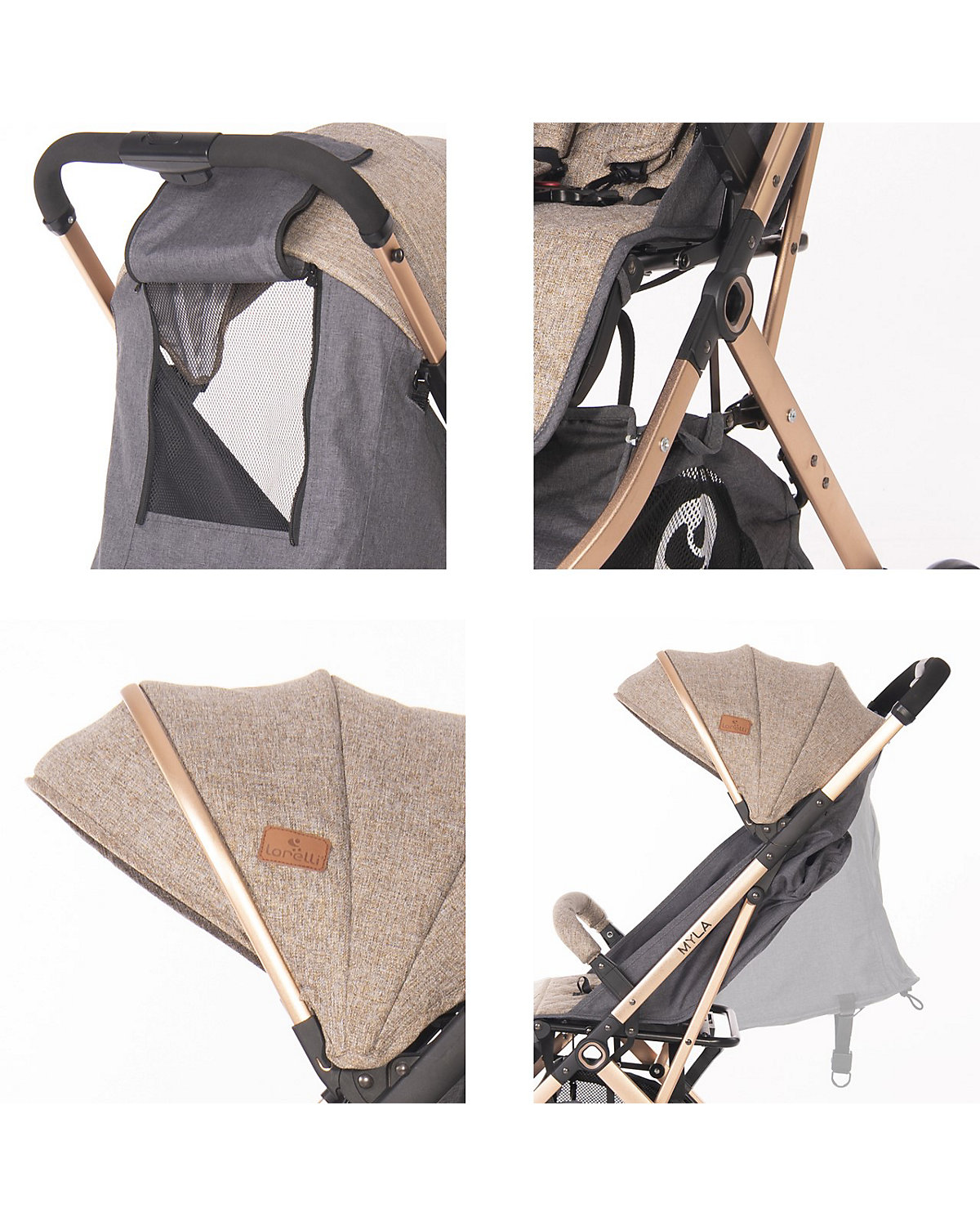 Kinderwagen Myla Aluminiumrahmen Korb Fußsack Buggys