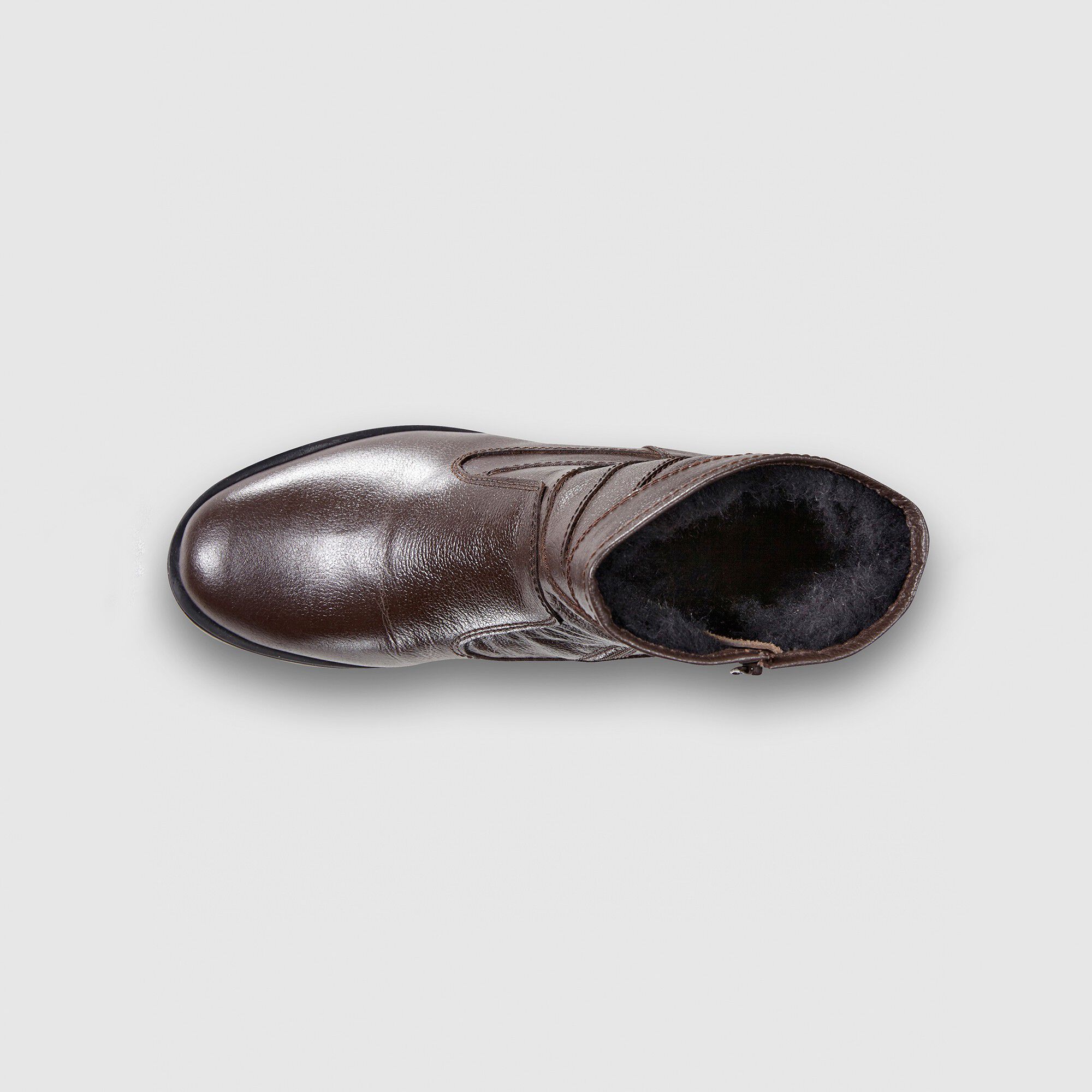 Botillons zippés cuir fourrés laine