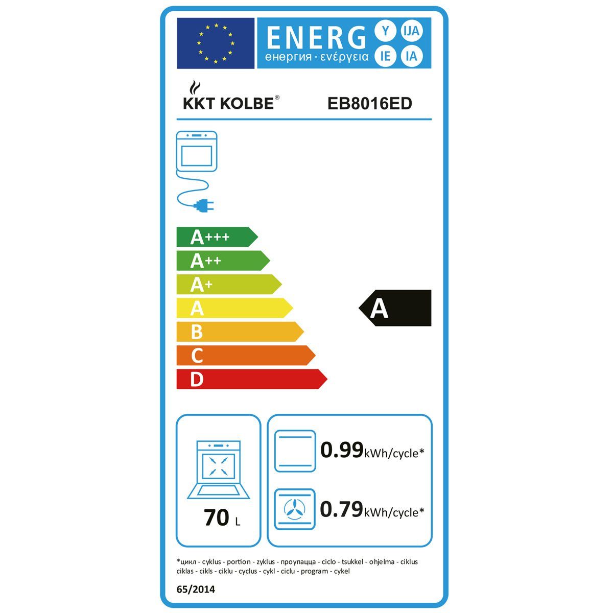 KKT KOLBE Einbaubackofen Backofen Elektroherd EB8016ED, mit 2-fach Teleskopauszug, DampfClean, Katalytische Platten, 60cm / 70 l / Teleskopauszüge / Drehspieß / Katalyse Selbstreinigung