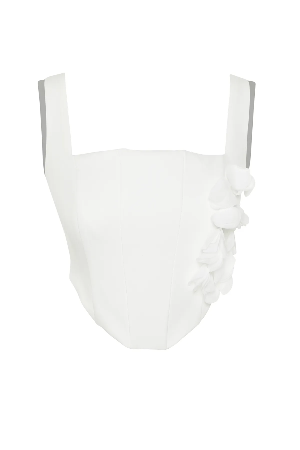 Trendyol Collection  Weißes gewebtes Brautkorsett mit detailliertem Blumenaccessoire und Bustier TPRSS24BS00022
