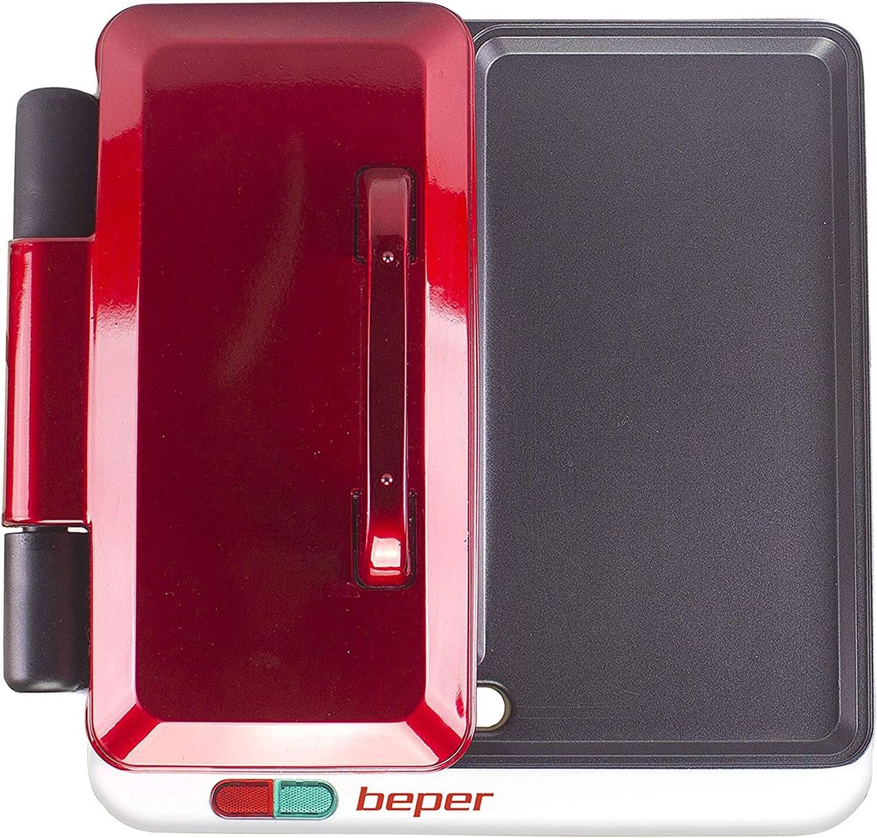 beper Beper P101CUD500 Multifunktionsgrill in Rot mit Antihaft-Beschichtung & 4 Kochflächen