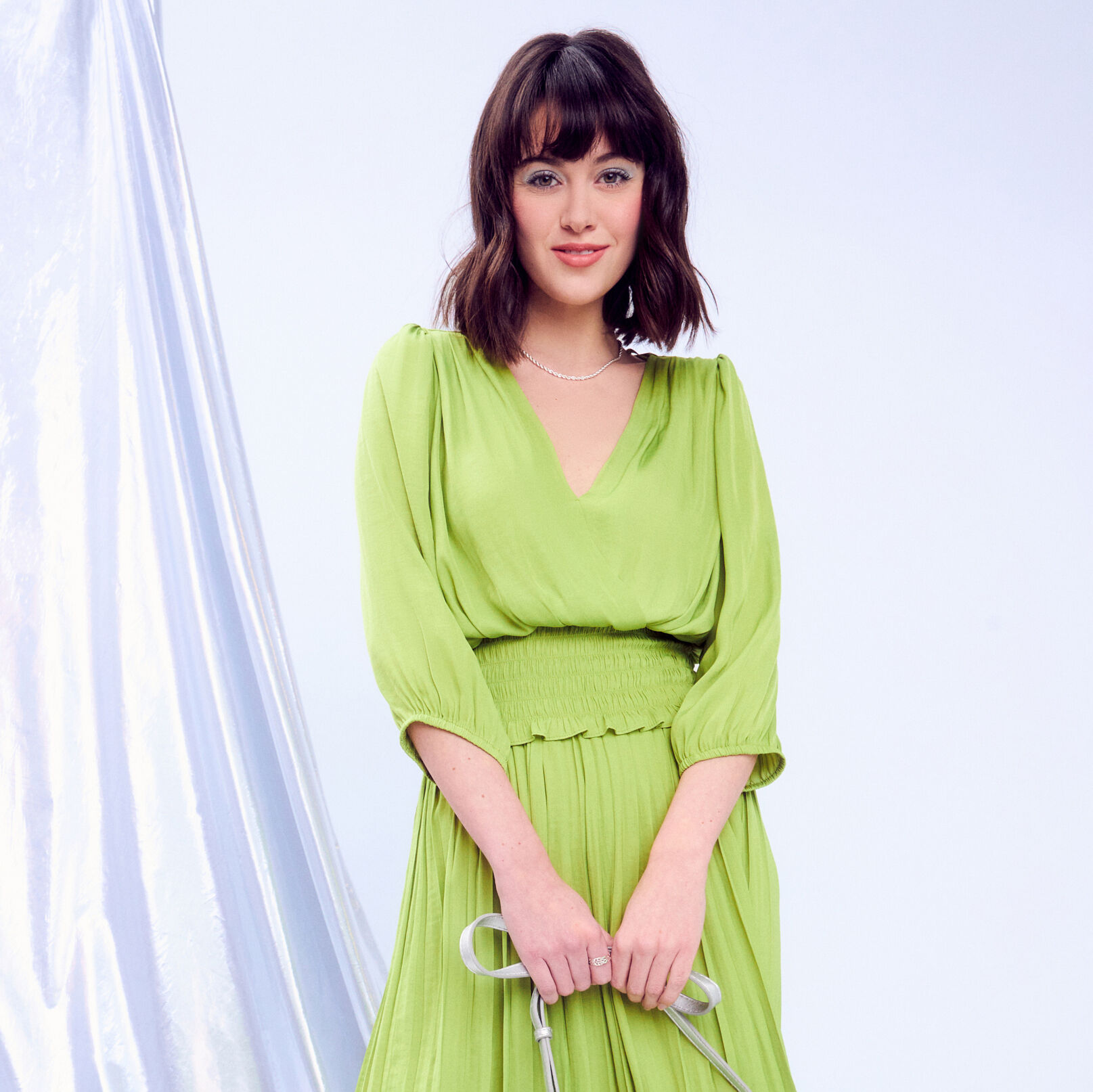 Blouse manches 3/4 vert anis femme | Cache Cache