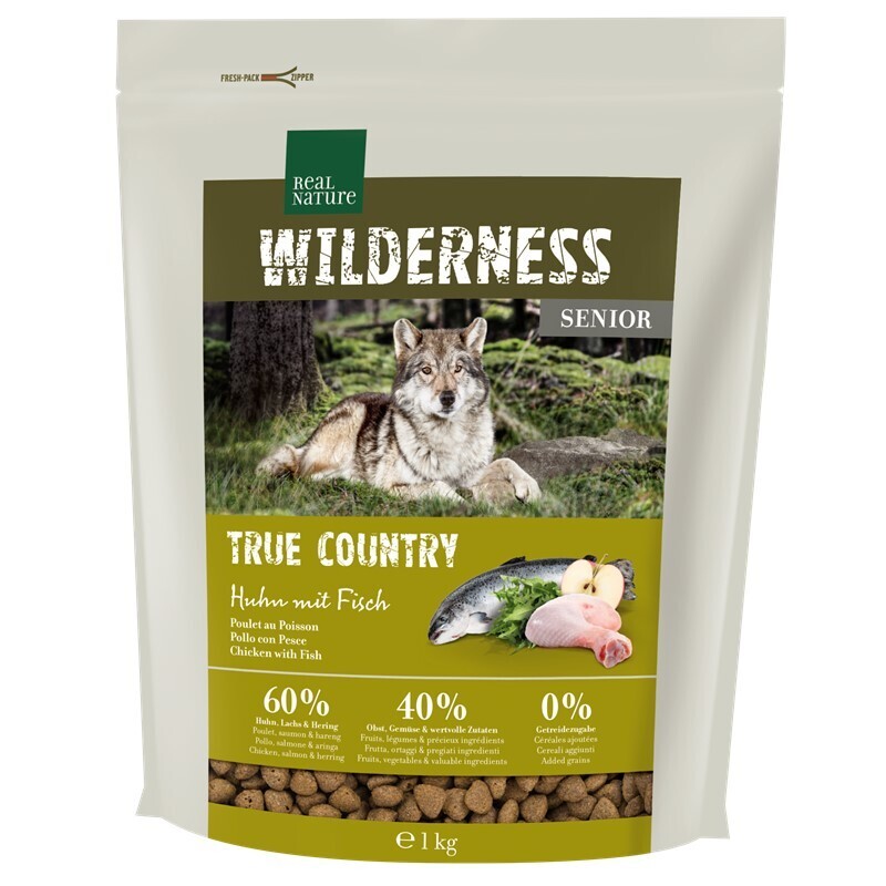 REAL NATURE Hundetrockenfutter REAL NATURE WILDERNESS Senior True Country Huhn mit Fisch 1 kg