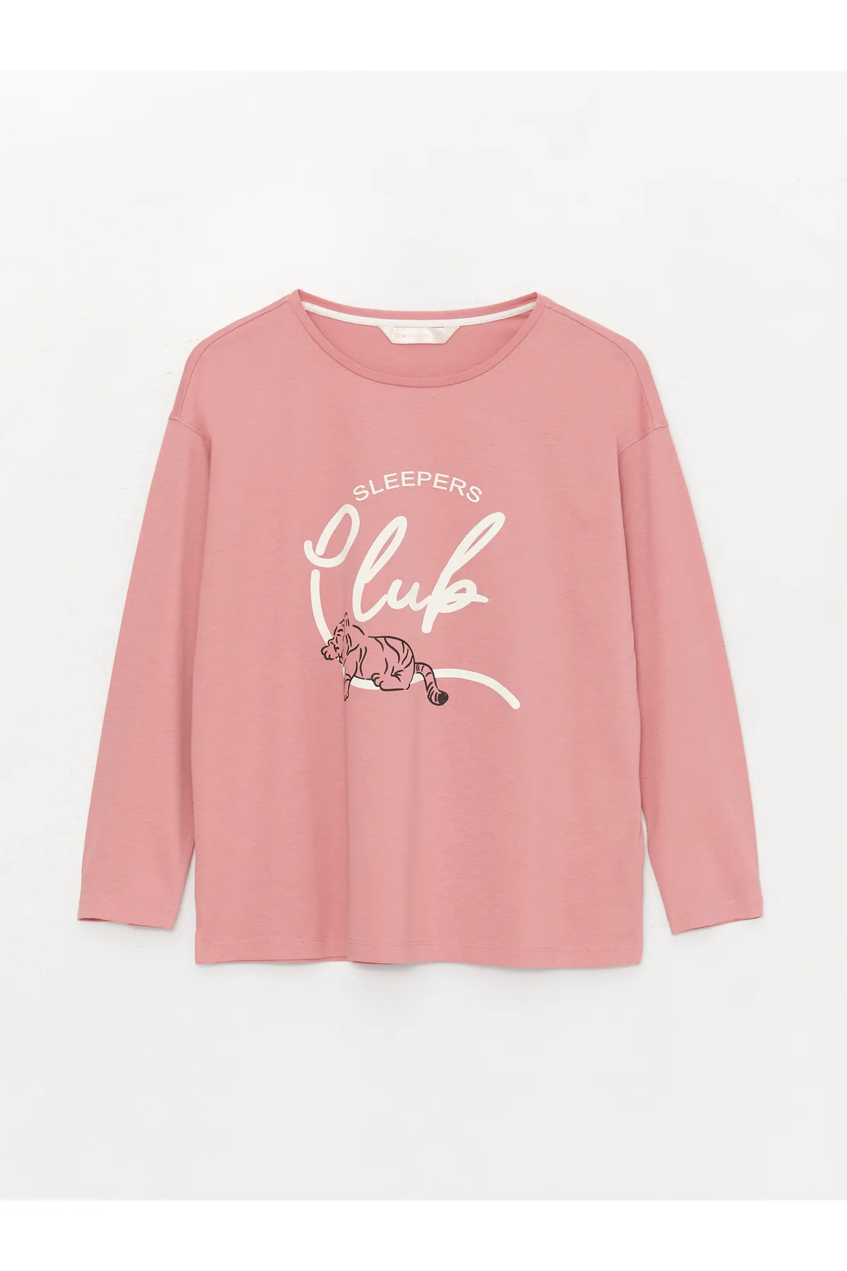 LC Waikiki  Bedrucktes Langarm-Damenpyjama-Set mit Rundhalsausschnitt