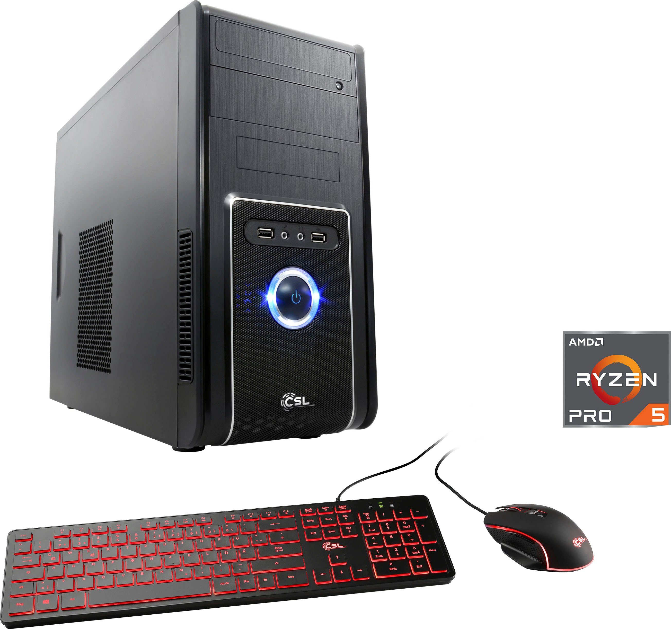 CSL Sprint V28880 PC (AMD Ryzen 5 Pro 4650G, Radeon Graphics, 8 GB RAM, 500 GB SSD, Luftkühlung)