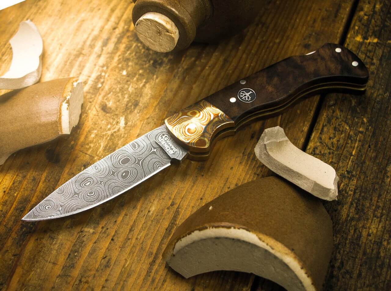 Folding Hunter Mokume Damast