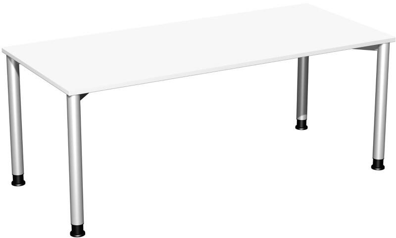 4 Fuß Flex Schreibtisch höhenverstellbar, 1800x800x680-800, Weiß/Silber