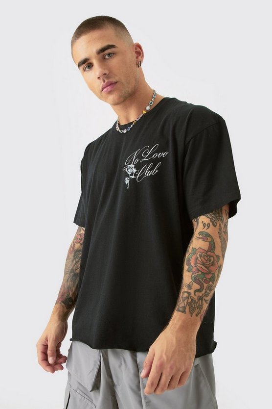 Kastiges Oversize T-Shirt mit No Love Print