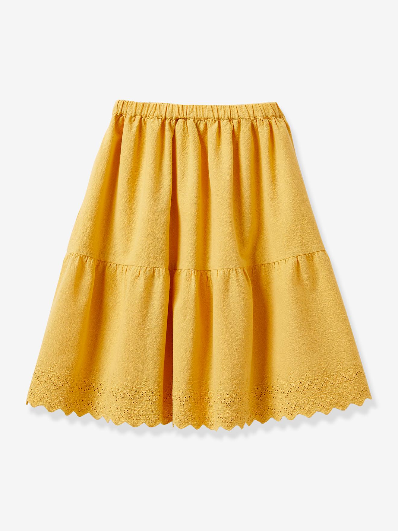 Jupon brodé Fille CYRILLUS jaune ocre