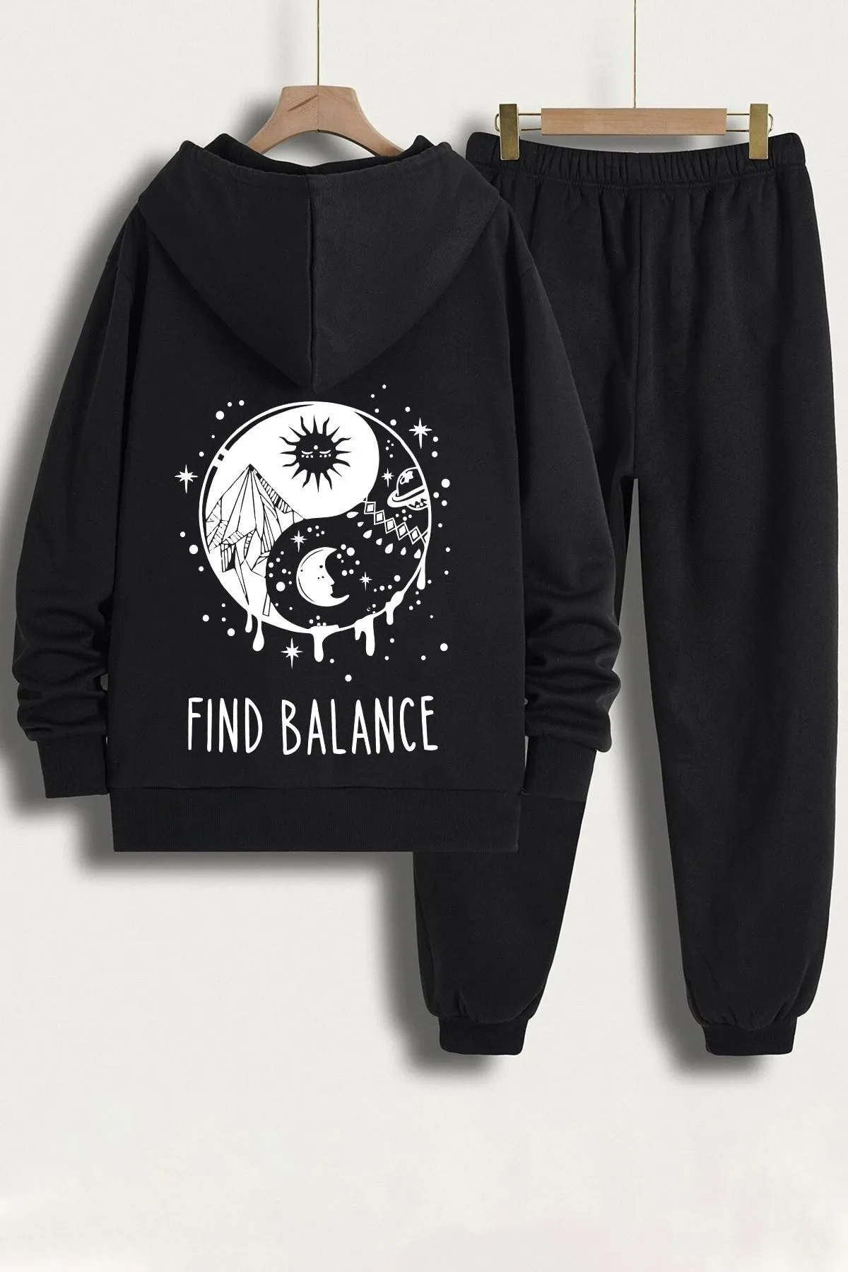 uyguntarz  Unisex-Trainingsanzug-Set mit Yin- und Yang-Aufdruck
