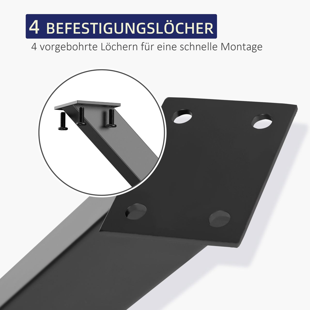 HOMCOM 2 Stück Stahl Tischbeine Tischfüße 72 cm Tischgestell in X-Form Schwarz
