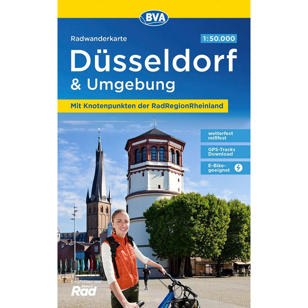 RADWANDERKARTE BVA DÜSSELDORF &  UMGEBUNG, MIT KNOTENPUNKTEN