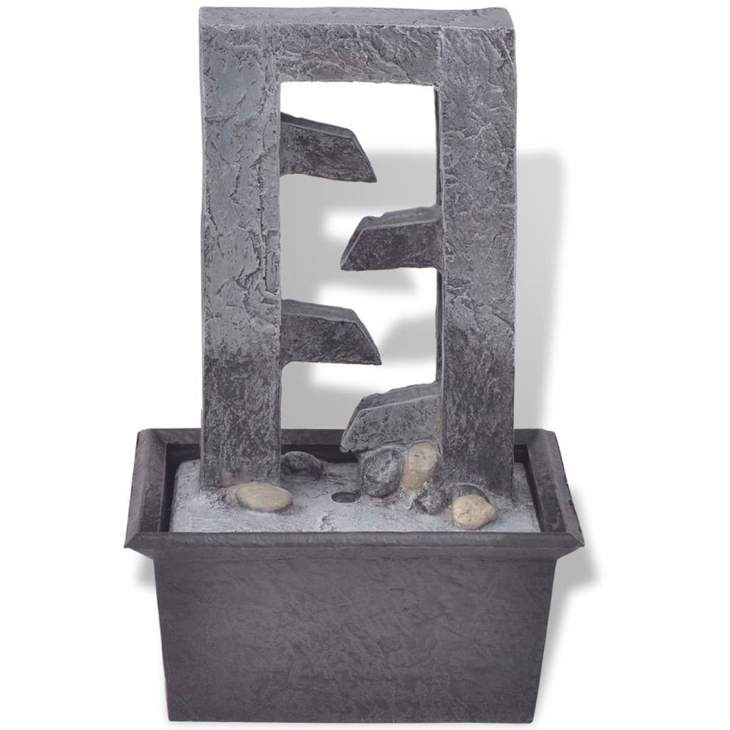 vidaXL Gartenbrunnen Zimmerbrunnen mit LED-Licht Polyresin