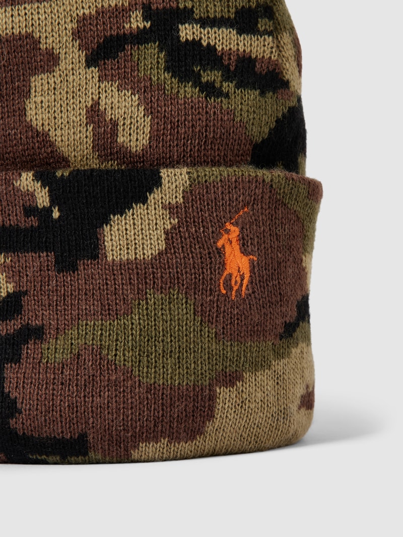 Beanie mit Woll-Anteil Modell 'CAMO' in olivgrün