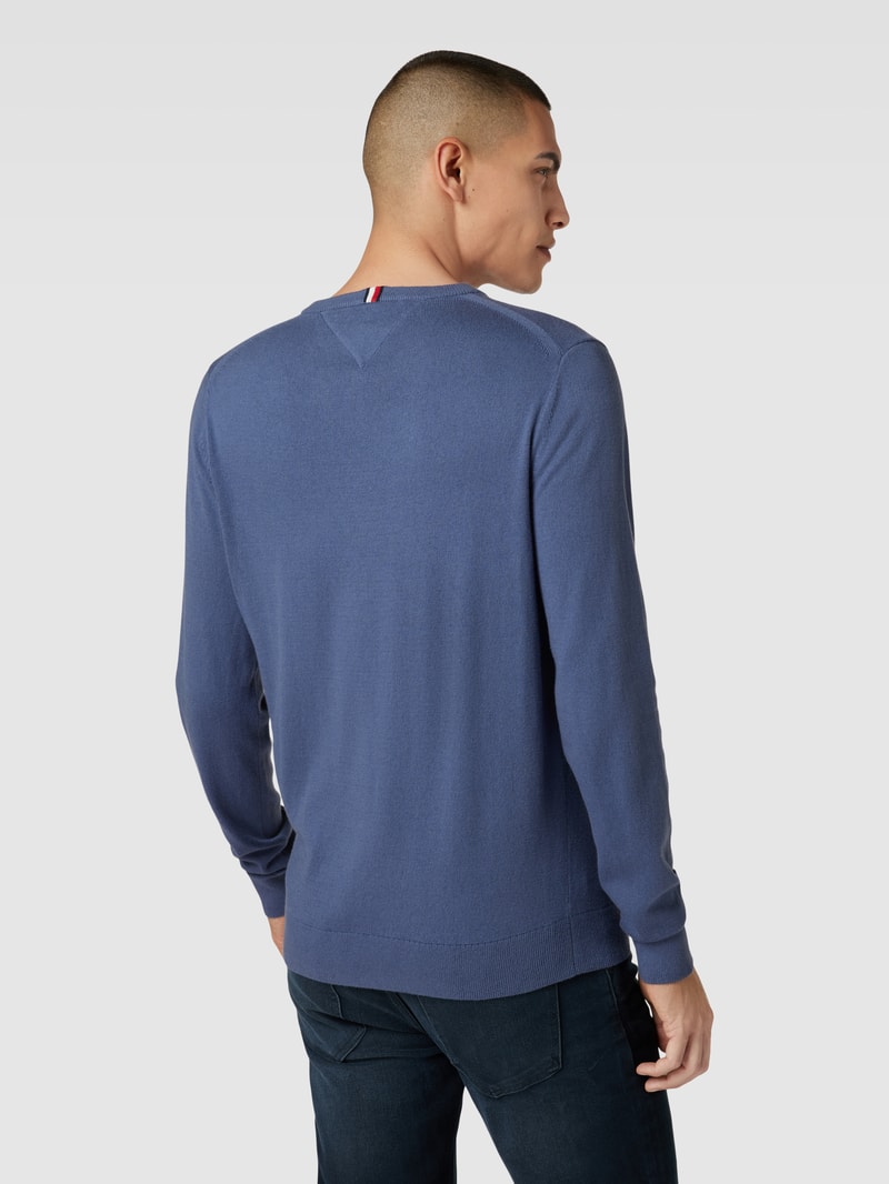 Strickpullover mit V-Ausschnitt Modell 'PIMA' in jeans