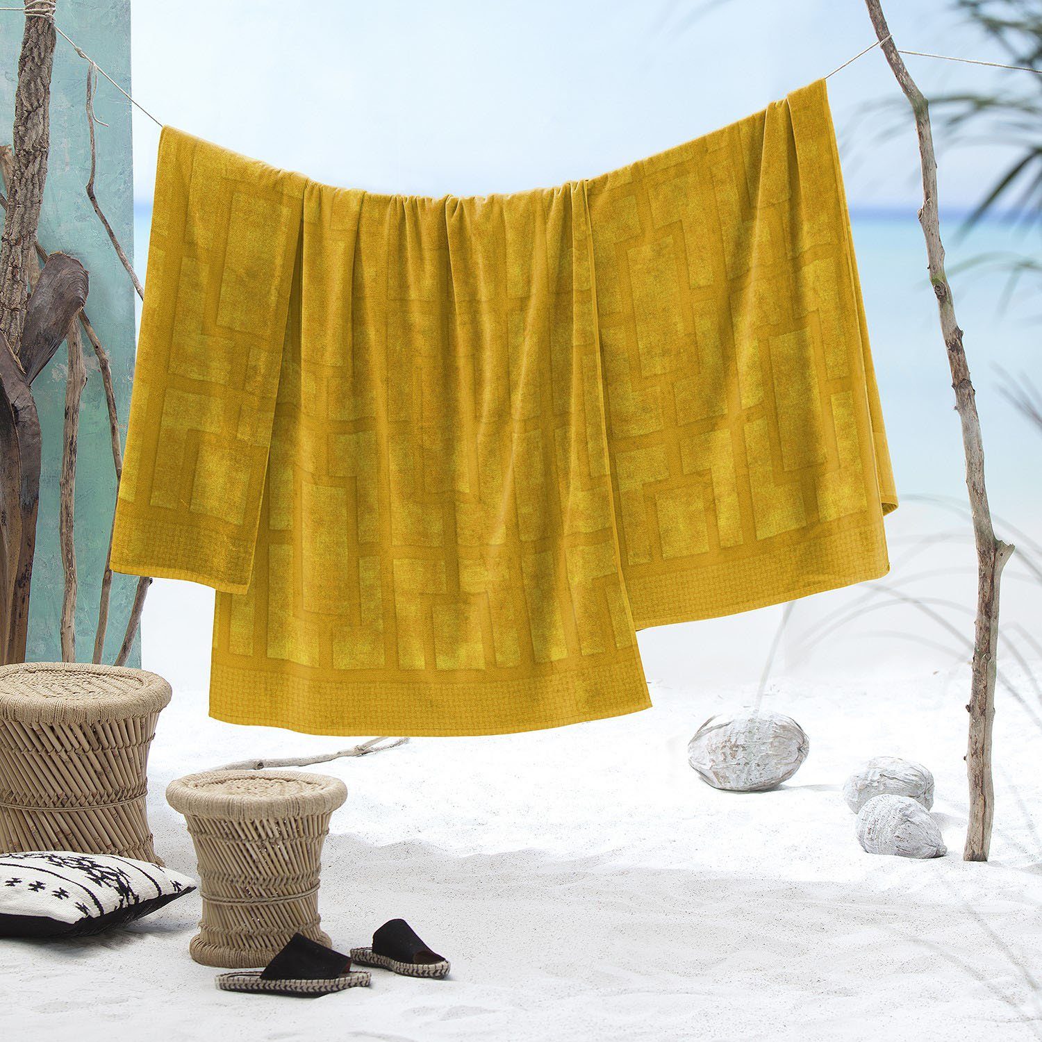 Seahorse Strandtuch Como, Jacquard-Velours (1-St), mit Trellis-Muster